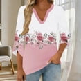 thumbnail image 2 of Tqcoqu Women's Casual Loose Tunic Tops Blouses,V Neck 3/4 Sleeve Floral Print Fit Tops,White-A Women's S-XL, 2 of 7