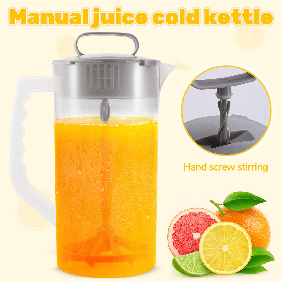 3X Mixing Pitcher for Drinks,2 Quart/64oz Plastic Water Pitcher with Lid,Easy-Mix Juice Container,Angled Plastic Blades