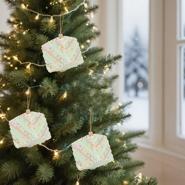 Juego de 3 adornos navideños | Bolas colgantes de plástico de colores | Adornos para árbol para fiestas | Incluye caja de regalo