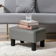 thumbnail image 5 of VECELO Small Footstool Ottoman, PU Leather Footrest with Legs, Rectangle Padded Seat for Living Room Bedroom, Gray, 5 of 7