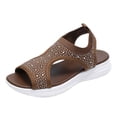 thumbnail image 5 of Rokment Women's Sparkly Rhinestones Comfortable Walking Sandals Slip on Air Cushion Arch Support Wedge Slingback Open Toe Platform Summer Shoes Breathable Beach Footwear Brown Size 9.5, 5 of 6