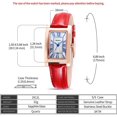 thumbnail image 4 of Relojes de pulsera para mujer Reloj de cuarzo rectangular clásico para mujer Número romano Esfera pequeña Correa de cuero Watch2912L-RD-FBA, 4 of 5