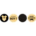 thumbnail image 2 of Darling Souvenir 190 Pieces Glitter Gold & Black Baby Shower Favor Stickers - Chocolate Candy Label Wrappers for Newborn Party, Mini Seals & Decor, 2 of 2