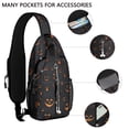 thumbnail image 2 of Sling Backpack,Halloween Glowing Pumpkins Pattern Crossbody Bag with Water Bottle Holder,Waterproof Sling Bag for Men/Women with Chest Phone Holder for Hiking,Travel, 2 of 6
