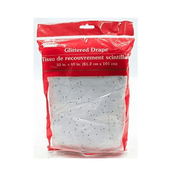 Christmas House Glittered Drape 32" x 40" for Tree Mantle Door Table Top (Pack of 2)