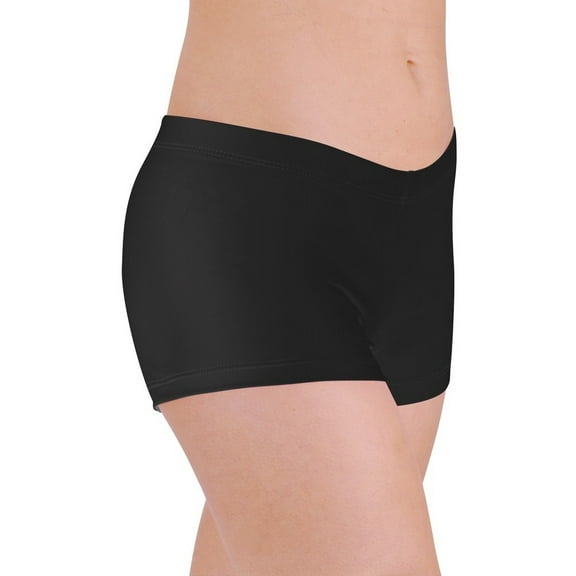 Womens Black Solid Color Nylon Spandex Booty Shorts S-XL