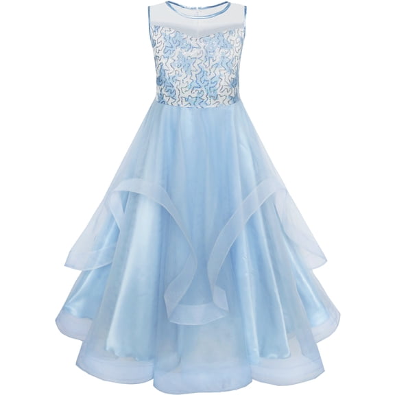 Flower Girls Dress Embroidered Sequin Wedding Pageant Bridesmaid 7