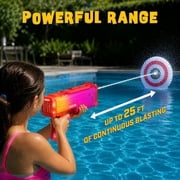 STARKTOY Electric Water Blaster Light Up Full Body Color Changing LED Squirt Gun, Automatic Rechargeable Water Gun for Kids and Adults, Long Range Soaker, Red
