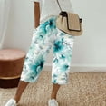 thumbnail image 2 of Puliio Womens Capri Pants Flower Print Elastic Waist With Pocket Trouser Soft Loose Fashion Pants, 2 of 5