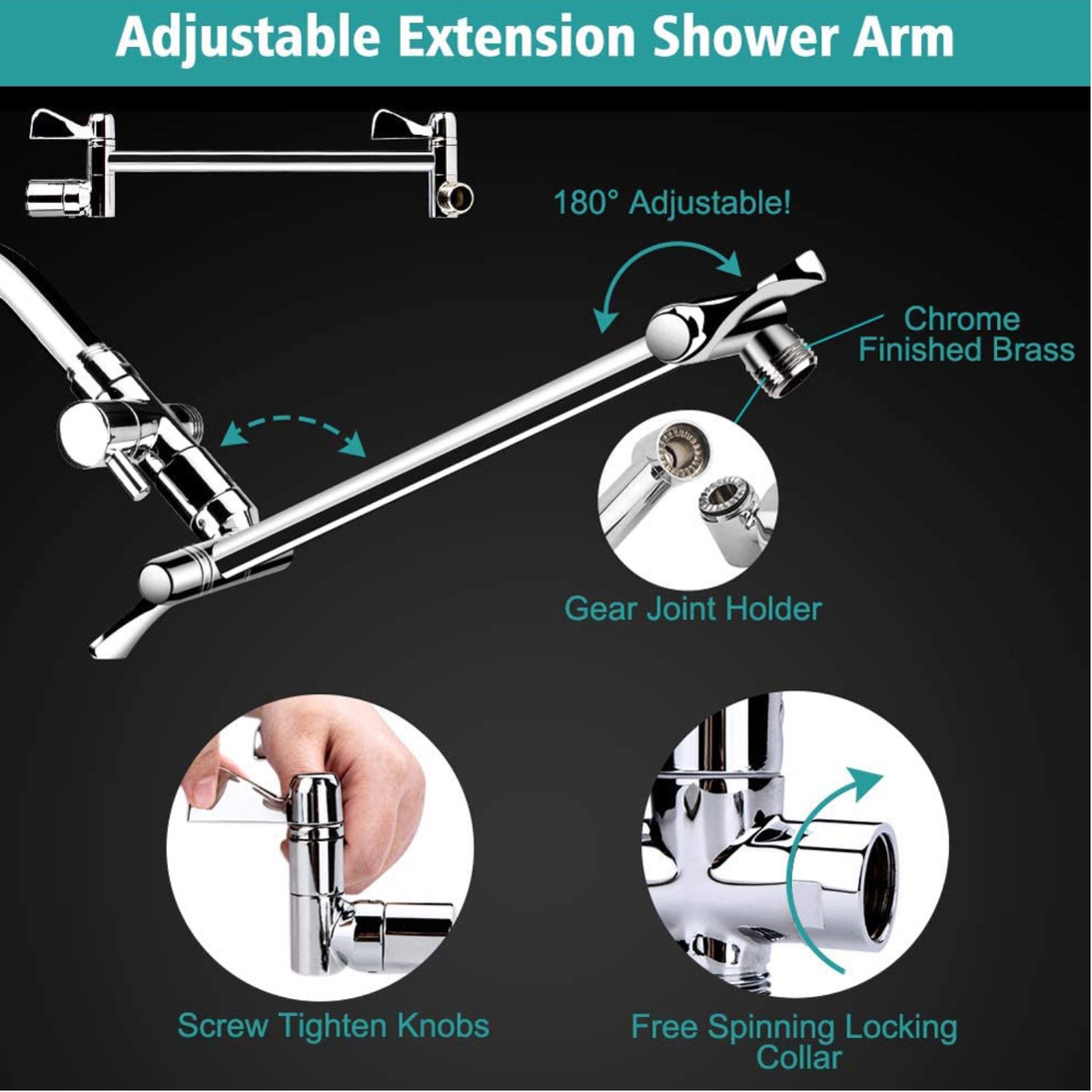 BN-LINK 8-Inch Rain Shower Head Combo with 9 Spray Patterns photo 6