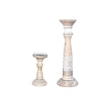 thumbnail image 3 of Handmade Mango Wood Eco-friendly Traditional White Wash Set Of Two 6" & 15" Pillar Candle Holder, 3 of 7
