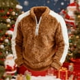 thumbnail image 2 of UTSJKR Fleece Quarter Zip Pullover Women Oversized Colorblock Cute Christmas Sweatshirt Comfy Sherpa Mock Neck Sweatshirts Brown S, 2 of 7