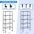 thumbnail image 4 of QUIOCOZY 5-Tier Heavy Duty Wire Storage Shelving Unit, Adjustable Metal Rack for Kitchen, Pantry, Garage, and Office, Black, 21" W x 12" D x 54" H, 4 of 7