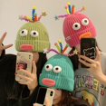 thumbnail image 5 of Fun Beanie Hat Slouchy Beanie Adorkable Beanie Funny Clown Halloween Accessories Slouchy Beanies High School Teens sapphire, 5 of 5