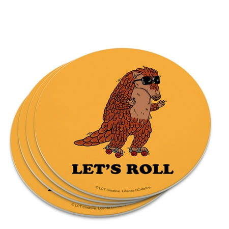 

Let s Roll Armadillo Roller Skates Funny Humor Novelty Coaster Set