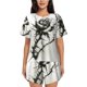thumbnail image 1 of Fotbe Black And White Rose Conjunto de Pijama Estampado para Mujer, 2 Piezas, Ropa de Dormir con Camiseta de Manga Corta y Shorts Suaves-Medium, 1 of 6