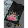 thumbnail image 3 of Green Leaves And Pink Flowers T-Shirt Women -Image by Shutterstock, Female Large, 3 of 4
