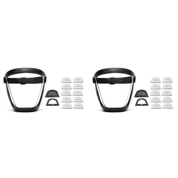 2X Work Protection Mask Full Face Protector Shield Transparent Protector Face Dustproof with 20 Filter Black