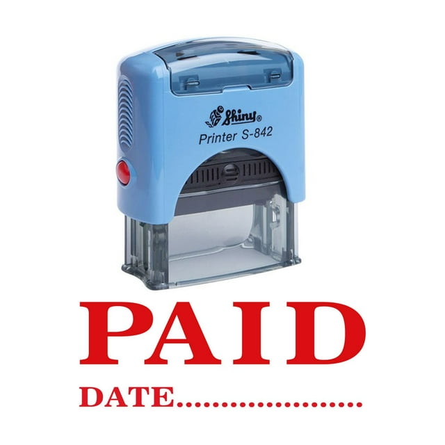 PAID WITH DATE Self Inking Rubber Stamp Office Stationery Custom Shiny Stamp