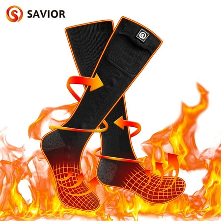 

SAVIOR Heated Socks for Men & Women Battery Socks Powered Thermal Ski Socks Winter Foot Warmer with Temperature Control Long Socks for Skiing Hiking Hunting Motorcycling Riding