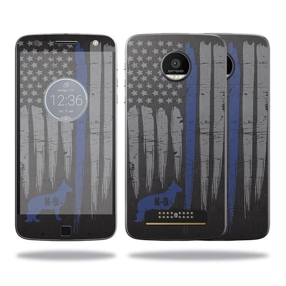 MightySkins MOMZFO-Thin Blue Line K9 Skin for Motorola Moto Z Force Sticker Wrap Cover Sticker - Thin Blue Line K9