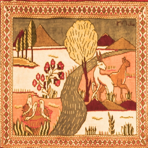 Ahgly Company Indoor Square Animal Orange Traditional Area Rugs, 5' Square