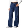 thumbnail image 2 of JJHGVB Wide Leg Jeans Casual Summer Bottom Wide Leg Jeans for Women Pull-On Pant Denim Trousers Pants with Pockets Summer Jumpsuit Comfortable and Stylish Daily Casual Wear Loose Fit Dark Blue 2XL, 2 of 6