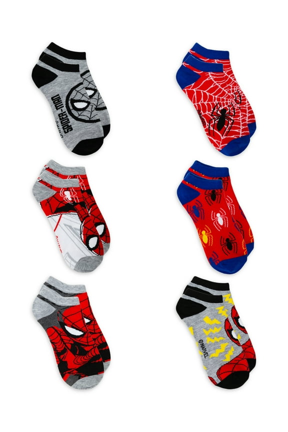 Boys Socks, 6-Pack, No Show Style, Sizes S-L