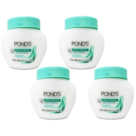 POND'S Cold Cream, Skin Care Facial Cleanser for All Skin Types, Deep Moisturizing Face Wash & Make -Up Remover, 9.5 oz - 4 Pack