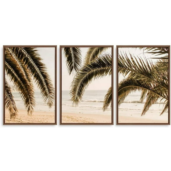 IDEA4WALL 3 Piece Canvas Wall Art Tropical Palm Trees Canvas Prints Framed Wall Art Decor