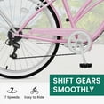 thumbnail image 6 of MOPHOTO 24''/26'' 7 Speed Beach Bicycles for Women Support 350bls, Women's Cruiser Bikes,Pink,with Adjustable Seat, 6 of 10