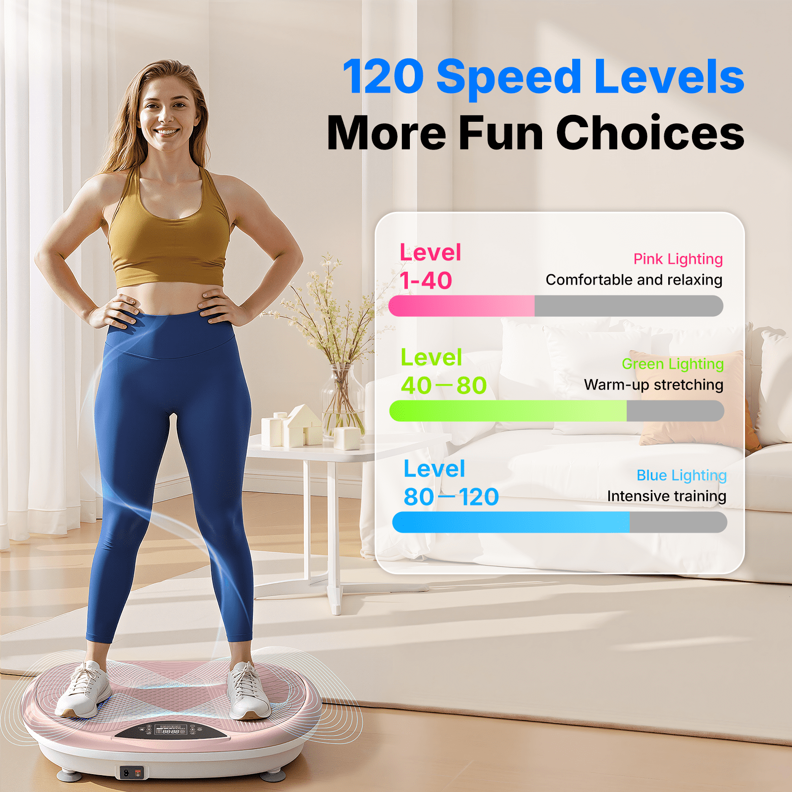 MERACH 4D Vibration Plate Exercise Machine, 120 Speed Levels, 440W Motor, Full Body Vibration Platform with Bluetooth Speaker, LED Lights, Resistance Bands, 440 lb Capacity