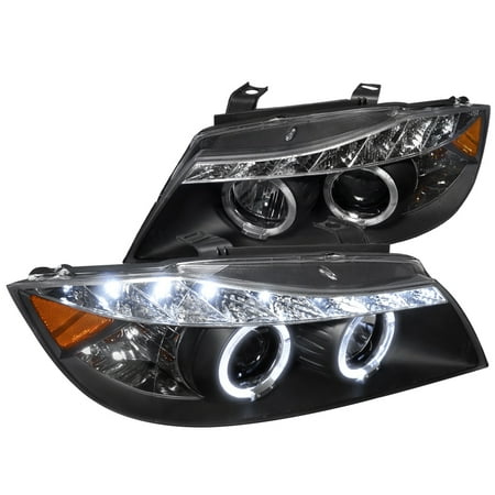 Jetta Black Projector - Bmw E90 3-Series 4Dr Led Dual Halo Projector Head Lights