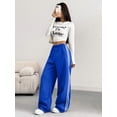 thumbnail image 6 of Women's Side Stripe Wide Leg Track Pants, Elastic Waist Loose Fit Sweatpants for Gym, Workout, Everyday & Athleisure Wear, 6 of 6