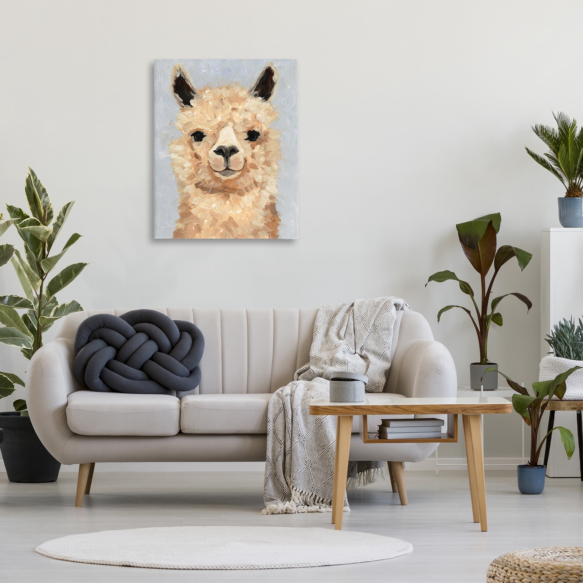Stupell Industries Fuzzy Alpaca Painting Animals & Insects Painting Gallery Wrapped Canvas Art Print Wall Art, 30 x 40