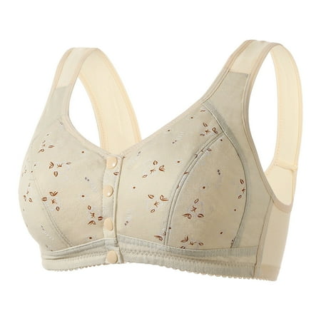 Clearance!Uooqdmx Bras for Women Bralettes for Women Sexy Lace Front Button Shaping Cup Adjustable Shoulder Strap Large Size Bra Wireless Bras for Women Beige S