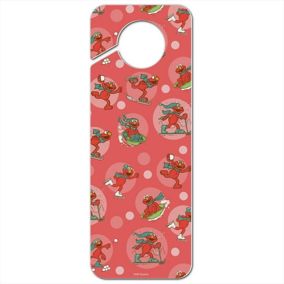 Sesame Street Holiday Elmo Pattern Plastic Door Knob Hanger Sign