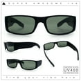 thumbnail image 2 of Mens Glass Lens Narrow Rectangle Mad Dog Street Gangster Sunglasses Matte Black, 2 of 8