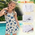 thumbnail image 6 of Xoenoiee Blue Hydrangea Flower Print Girls 2 Piece Bathing Suit Summer UPF 5O+ Racerback Swimsuit with Shorts Round Neck Beach Tankini Sets Beachwear, 12-13 Years, 6 of 7