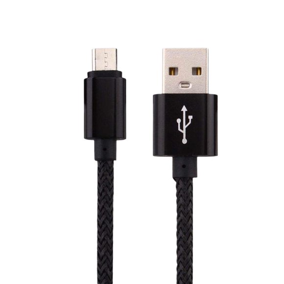 Fast Charge Nylon Braided Data Cable - Black, Golden, Silver, Blue, Red, Green