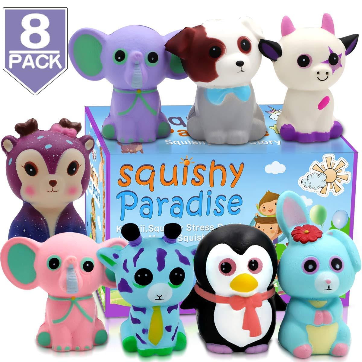 POKONBOY Jumbo Squishies Easter Toys 8 Pack Animal Squishy Toys
