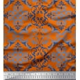 thumbnail image 1 of Soimoi Orange Cotton Duck Fabric Vector Design Damask Print Fabric by the Yard 44 Inch Wide, 1 of 3