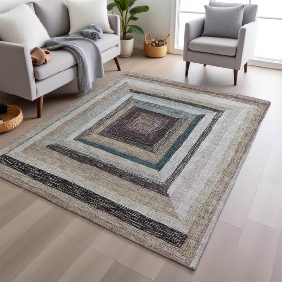 Addison Rugs Chantille Indoor/Outdoor Transitional Geometric Beige Machine Washable Rectangle Rug, 10' x 14'