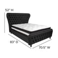 thumbnail image 4 of Flash Furniture Cartelana Tufted Upholstered Full Size Platform Bed in Black Fabric and Gold Accent Nail Trim with Pocket Spring Mattress, 4 of 4