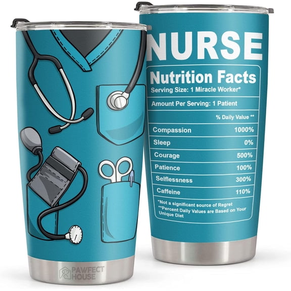 Nurse Gifts for Women Men - 20 Oz Nurse Tumbler Cup, Nutrition Facts Tumbler, Nurses Week Gift for Her, Nursing Gift, Nursing School Graduation, Appreciation Gifts for RN Nurses