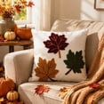 thumbnail image 6 of AuroraX Thanksgiving Maple Leaf Pillowcase Fall Pillow Covers Indoor Outdoor 18x18 Inch Farmhouse Embroidered Thanksgiving Home Decorations White, 6 of 8