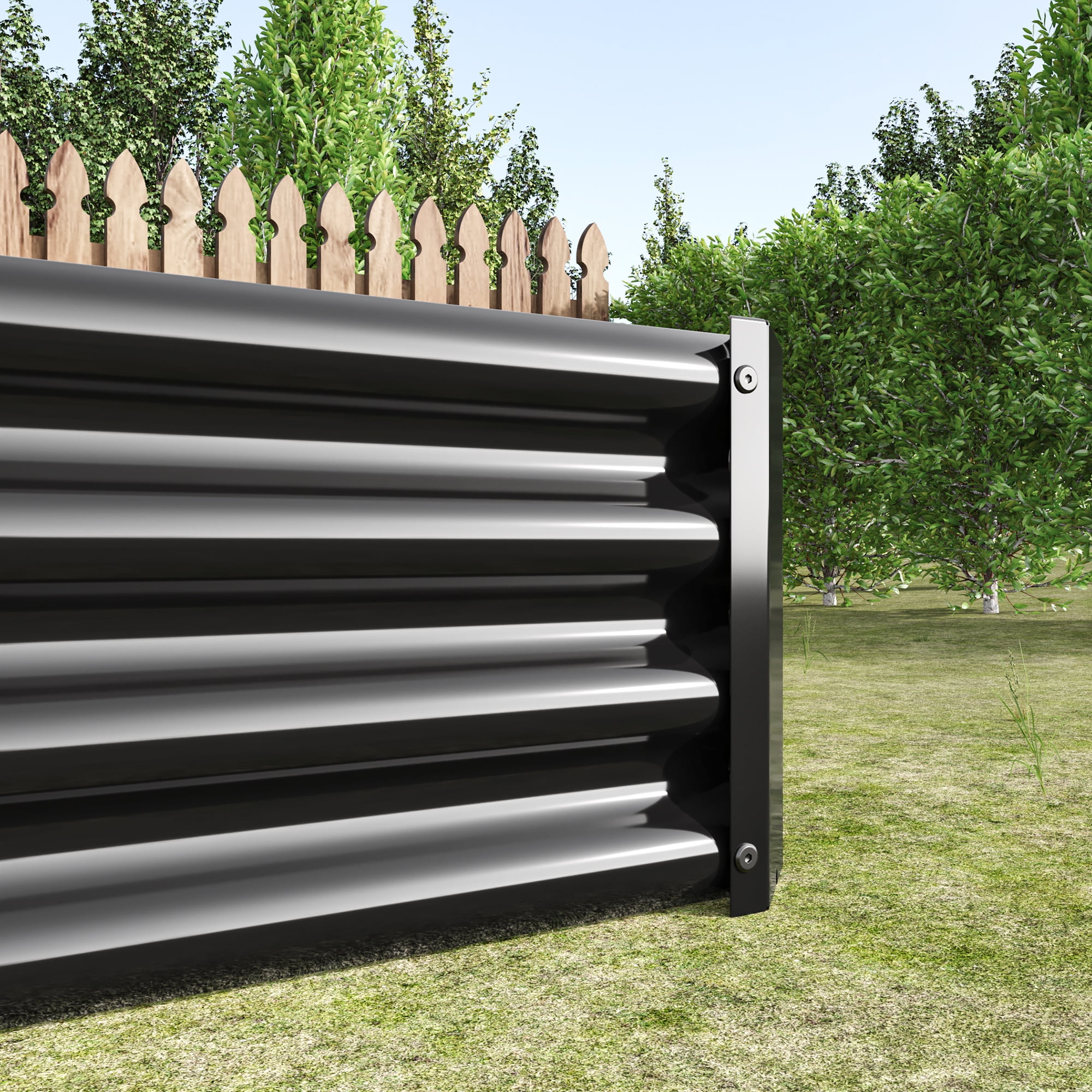 Set of 2 Black 8x4x1 Ft Metal Raised Garden Bed, Extra Large Rectangle Outdoor Planter Box for Vegetable Gardening, Heavy Duty Steel Raised Planter for Backyard Garden