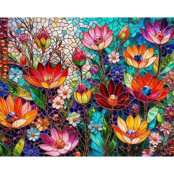 ArtIgle Flowers Diamond Painting Kits for Adults, 12 x 16 Inch Full Drill Round Diamond Art Kit,DIY Arts and Crafts Gift