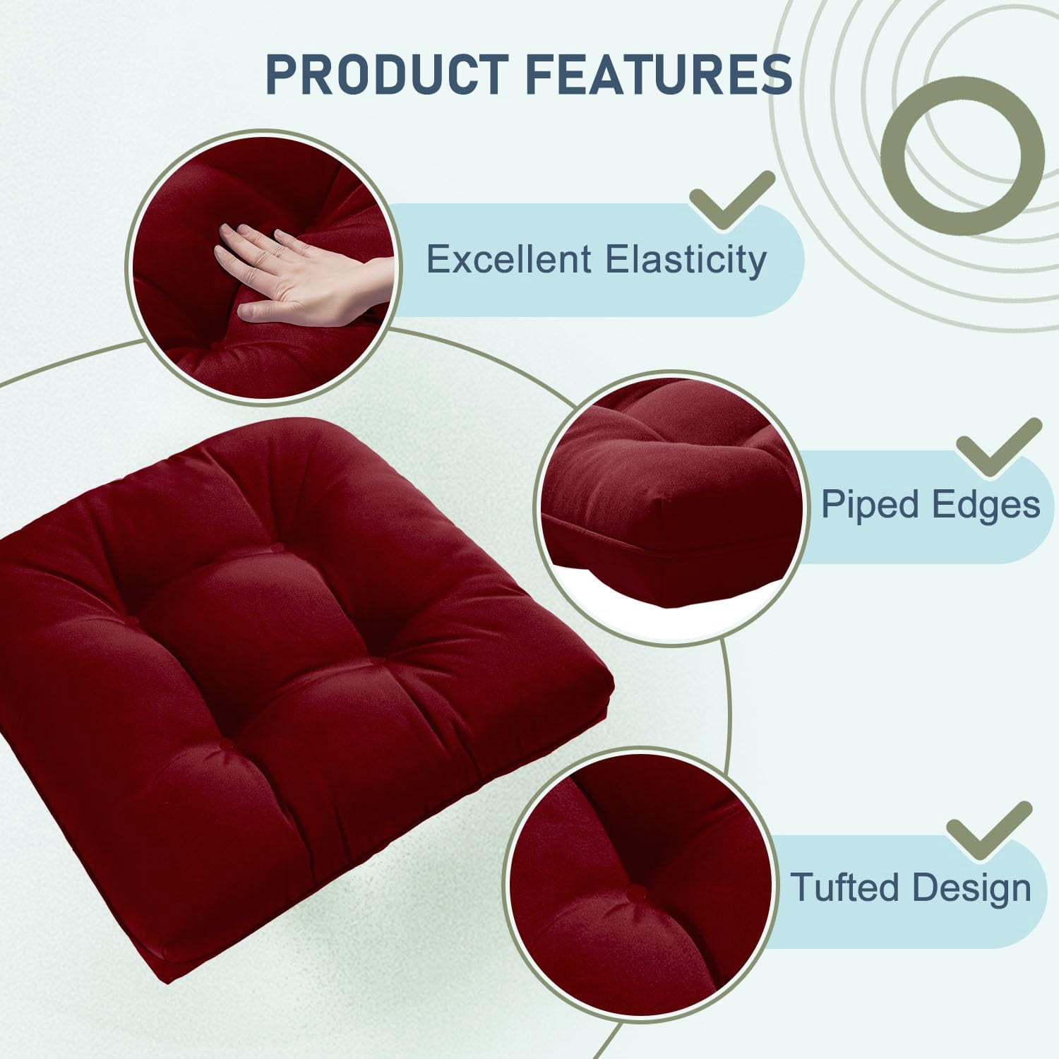 Namzi 4 Pack Outdoor Cushions, Patio Chair Cushions Outdoor Furniture Cushions for Garden, Balcony & Outdoor Dining Chairs Cushions,Dark Red