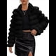 thumbnail image 1 of Chaqueta de Piel Sintética para Mujer, Abrigo Corto Abullonado de Larga, Abrigo Cálido de Invierno. Negro L, 1 of 9